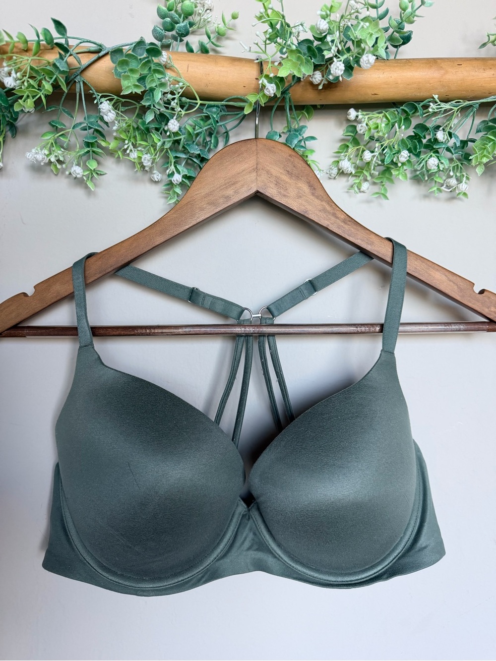 Aerie Strappy Back Padded T-Shirt Bra - Sage Green